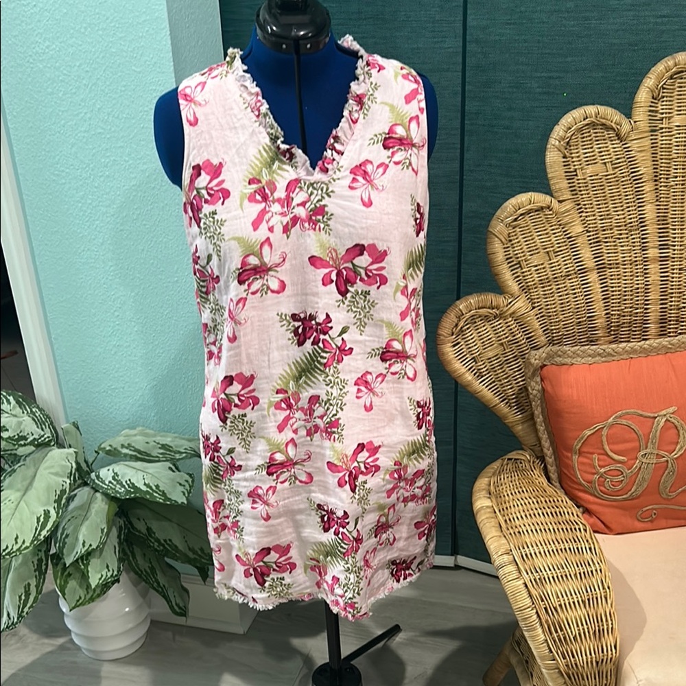 Tommy Bahama Pink and White Sleeveless Sundress